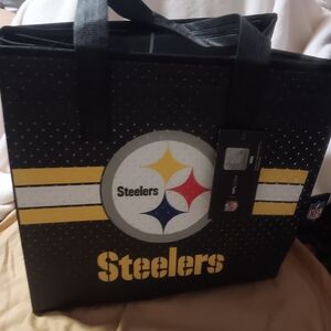 NFL Steelers Black Zipper Insulated Cooler Tote Bag